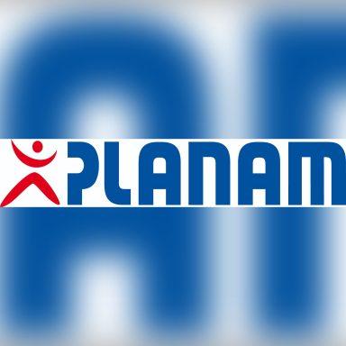 Logo von PLANAM mit einem stilisierten Menschen in Rot.