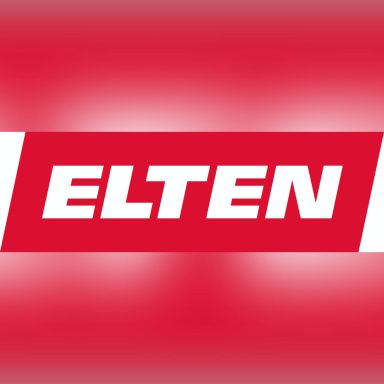 Logo von ELTEN auf rotem Hintergrund.